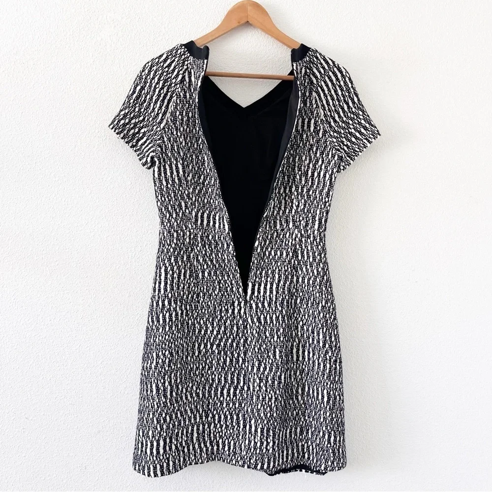 Tory Burch Marbled Tweed Preppy Academia V-Neck Mini Dress